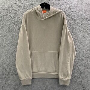 Negative Space Hoodie Mens Large Sweatshirt Corduroy Ribbed Beige